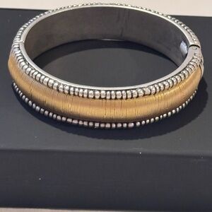 Chic Two-Tone Hinged Bangle Bracelet NWOT